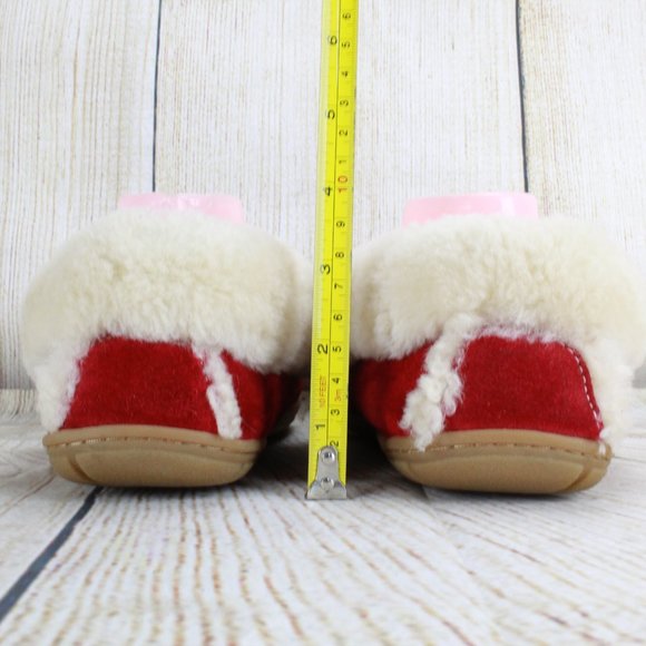 LL BEAN Red Wicked Good Moccasins Slippers Size 8 - Picture 7 of 9